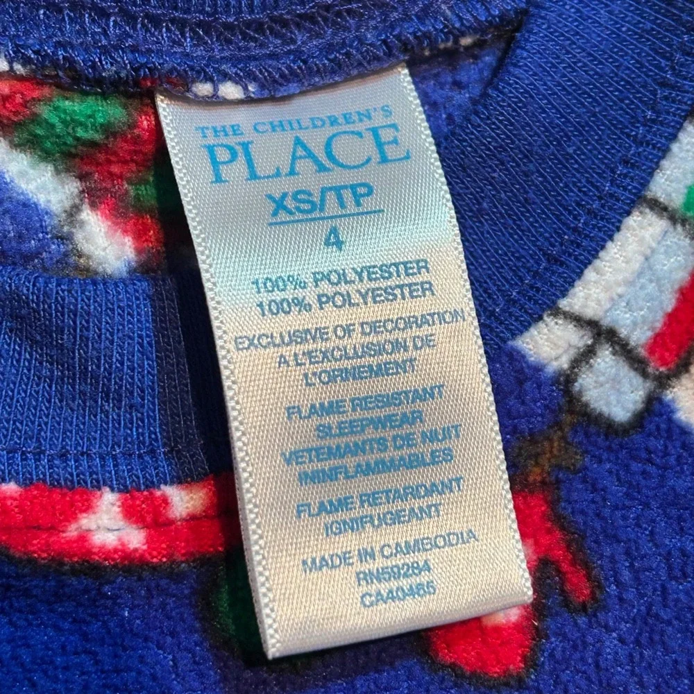 The Children's Place Boys Fleece Pajama Set Blue Snowman Winter Size 4 XS